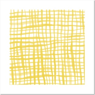 Watercolor doodle gingham - yellow Posters and Art